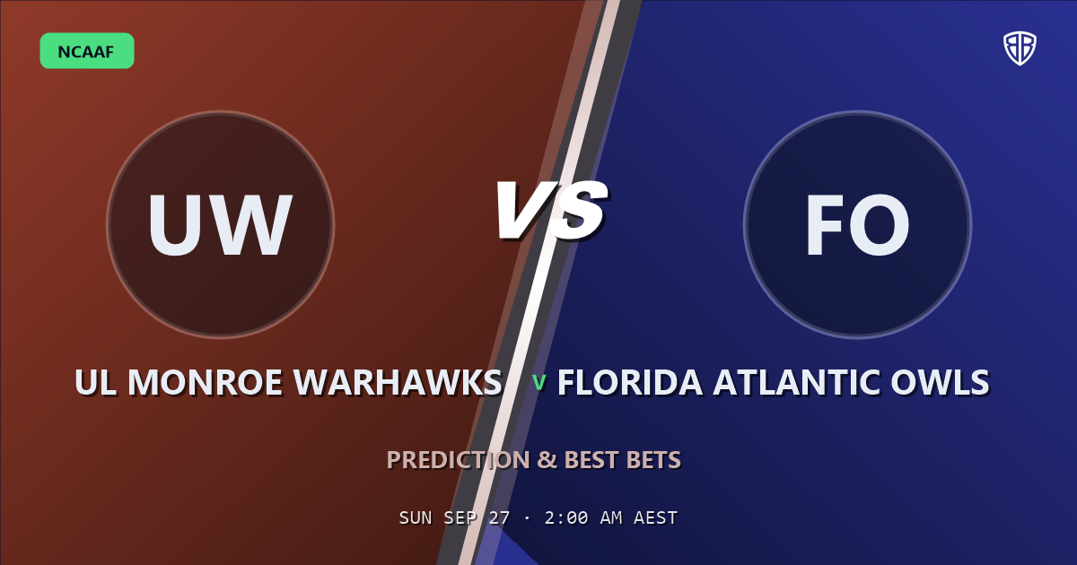 UL Monroe Warhawks vs Florida Atlantic Owls Prediction & Picks: Don't Miss These Odds