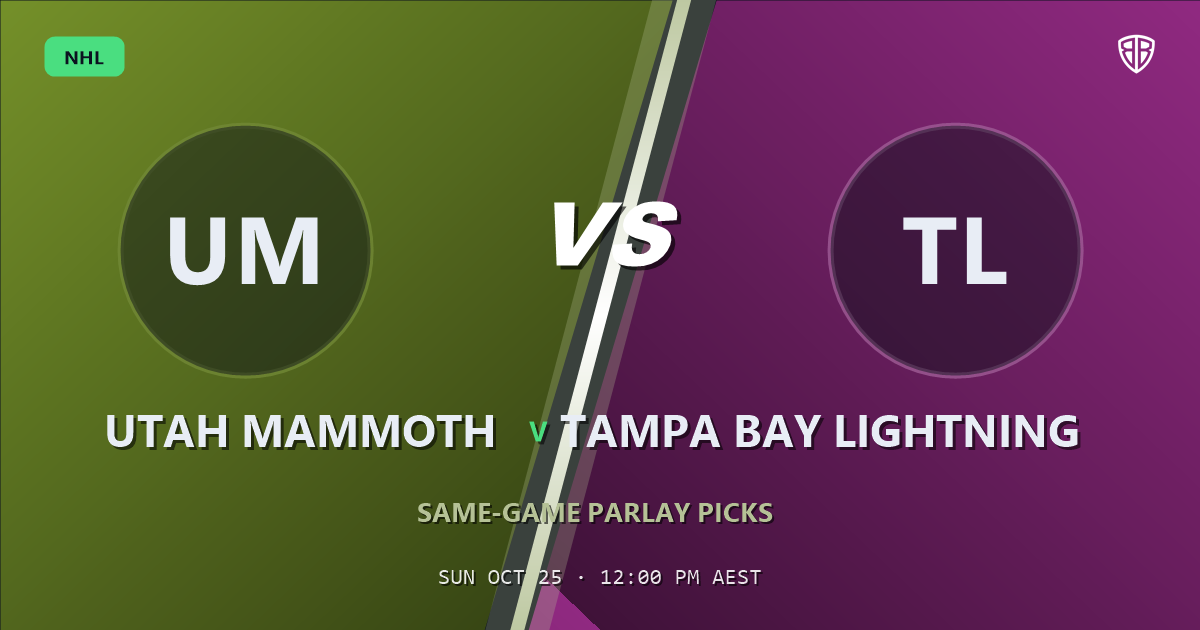 Utah Mammoth vs Tampa Bay Lightning Prediction & Same Game Parlay picks, October 24, 2026