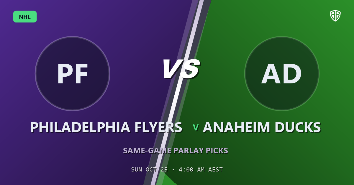 Philadelphia Flyers vs Anaheim Ducks Prediction & Same Game Parlay picks, October 24, 2026