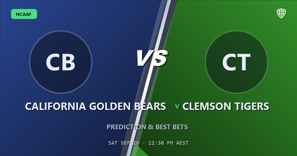 California Golden Bears vs Clemson Tigers Prediction & Picks: Analytics Breakdown