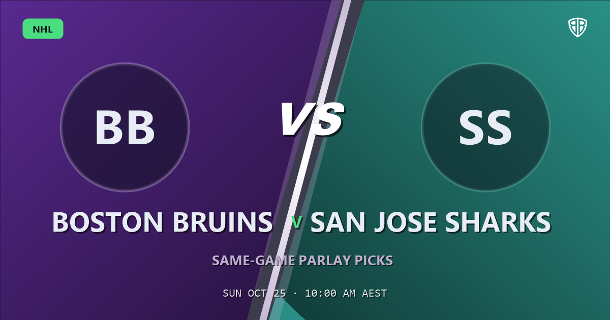 Boston Bruins vs San Jose Sharks Prediction & Same Game Parlay picks, October 24, 2026