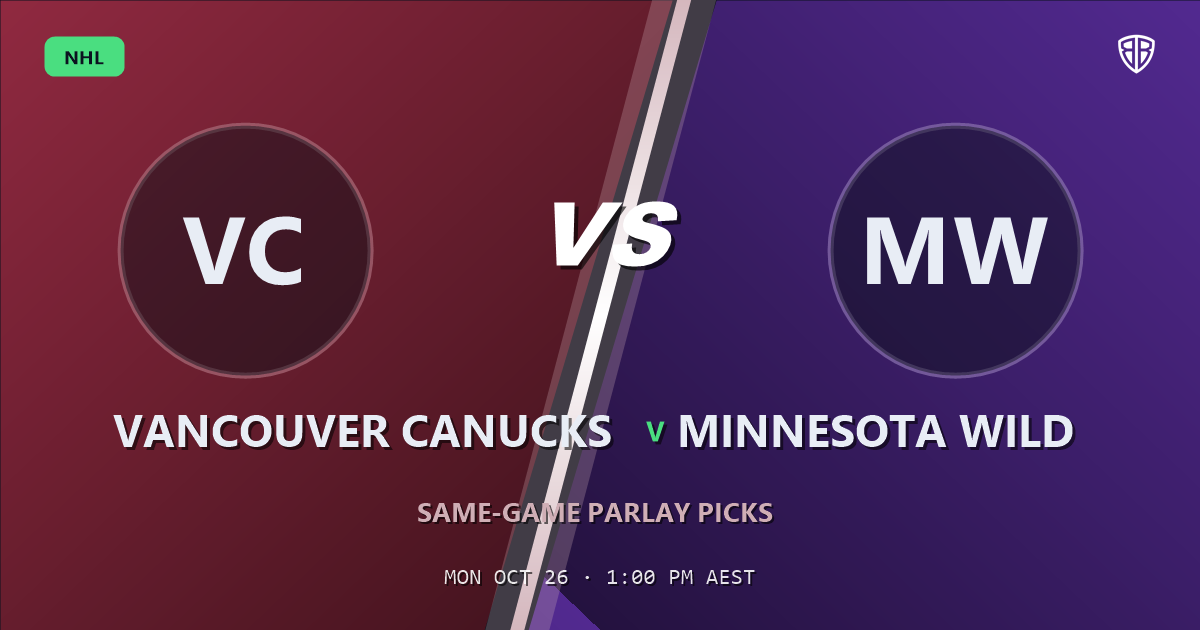 Vancouver Canucks vs Minnesota Wild Prediction & Same Game Parlay picks, October 25, 2026