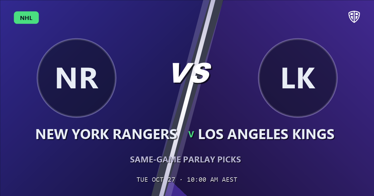 New York Rangers vs Los Angeles Kings Prediction & Same Game Parlay picks, October 26, 2026