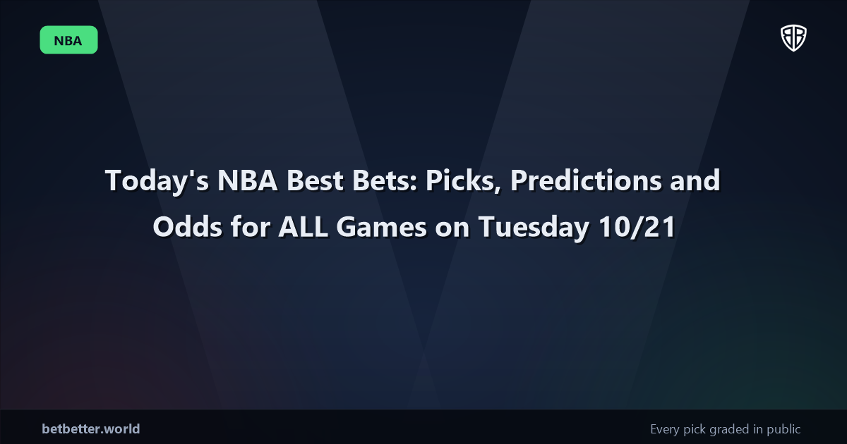 Today's NBA Best Bets: Picks, Predictions and Odds for ALL Games on Tuesday 10/21