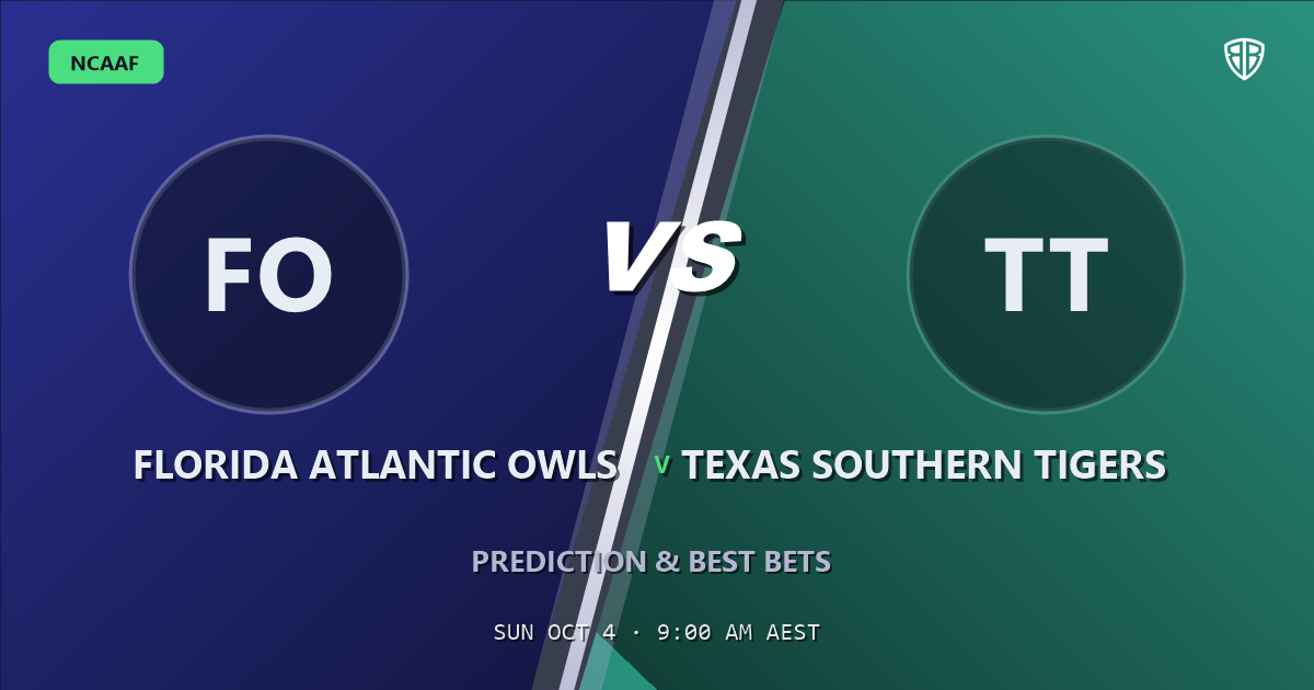 Florida Atlantic Owls vs Texas Southern Tigers Prediction & Picks: Analytics Breakdown