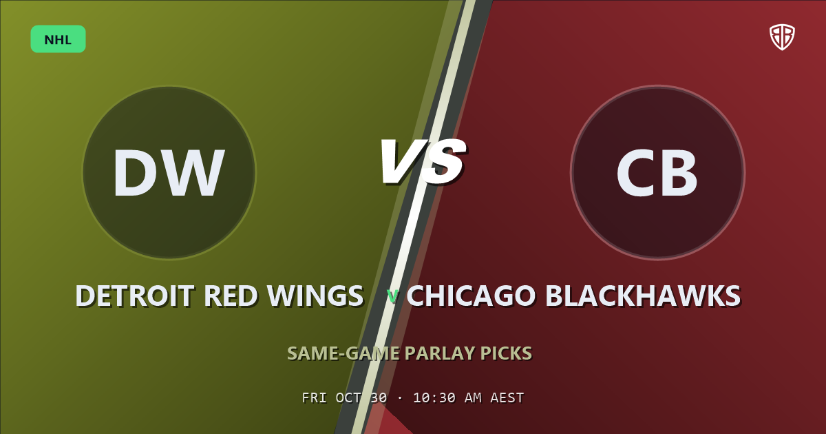 Detroit Red Wings vs Chicago Blackhawks Prediction & Same Game Parlay picks, October 29, 2026