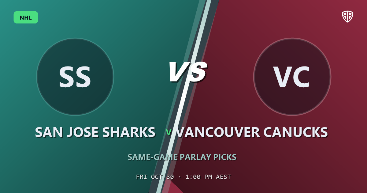 San Jose Sharks vs Vancouver Canucks Prediction & Same Game Parlay picks, October 29, 2026