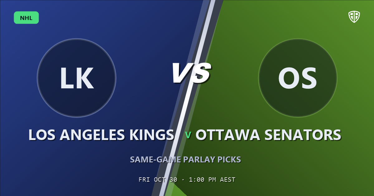 Los Angeles Kings vs Ottawa Senators Prediction & Same Game Parlay picks, October 29, 2026