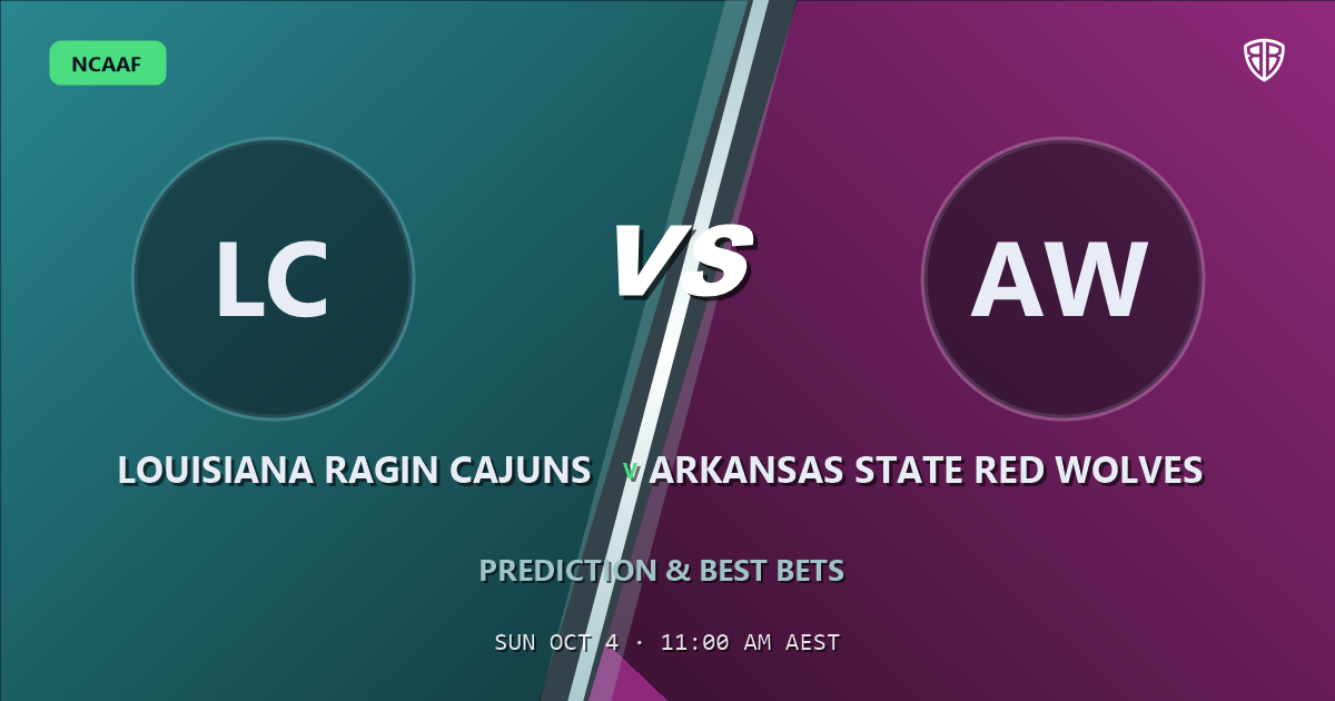 Louisiana Ragin Cajuns vs Arkansas State Red Wolves Prediction & Picks (Russell Babineaux Key Factor): Winning Game Angles