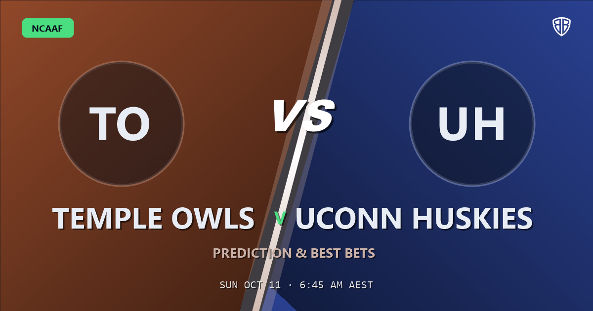 Temple Owls vs UConn Huskies Prediction & Picks, October 10, 2026