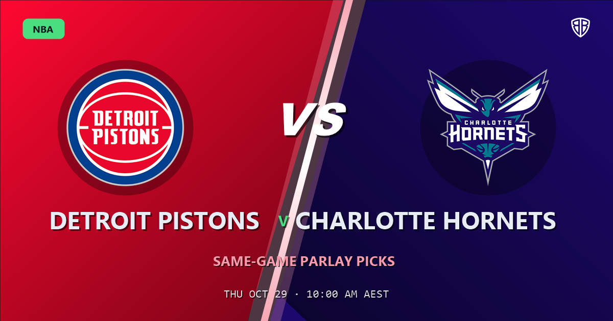 Detroit Pistons vs Charlotte Hornets Prediction & Same Game Parlay picks, October 28, 2026