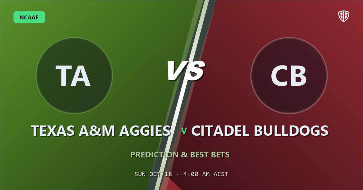 Texas A&M Aggies vs Citadel Bulldogs Prediction & Picks, October 17, 2026