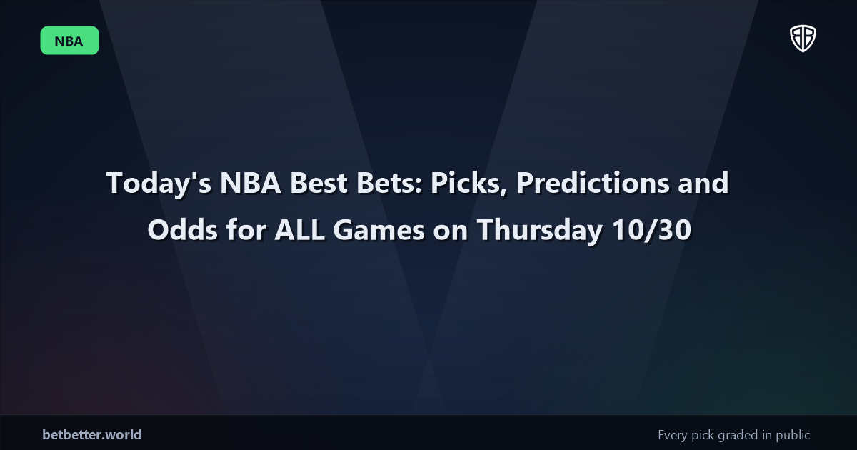 Today's NBA Best Bets: Picks, Predictions and Odds for ALL Games on Thursday 10/30