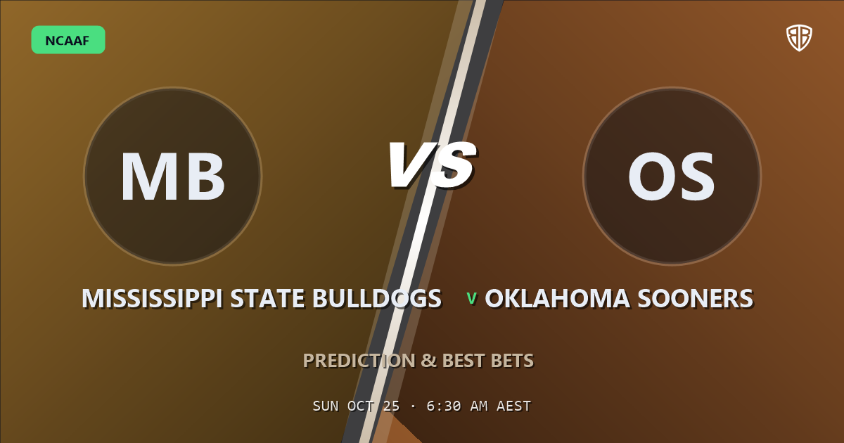 Mississippi State Bulldogs vs Oklahoma Sooners Prediction & Picks, October 24, 2026