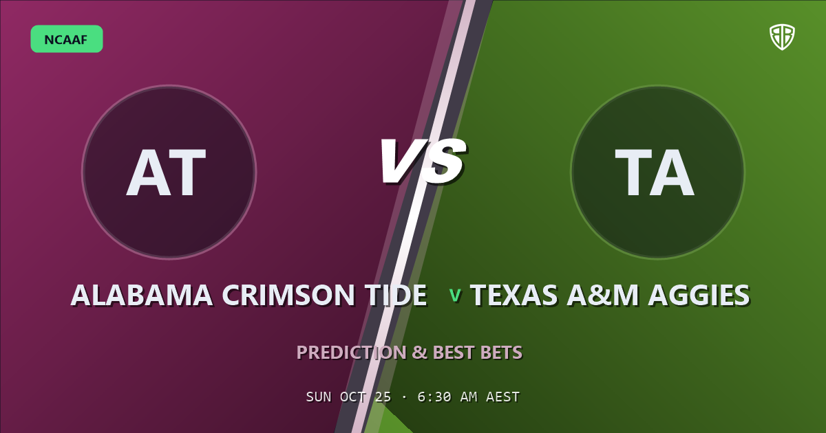 Alabama Crimson Tide vs Texas A&M Aggies Prediction & Picks, October 24, 2026