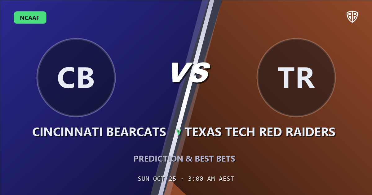 Cincinnati Bearcats vs Texas Tech Red Raiders Prediction & Picks, October 24, 2026