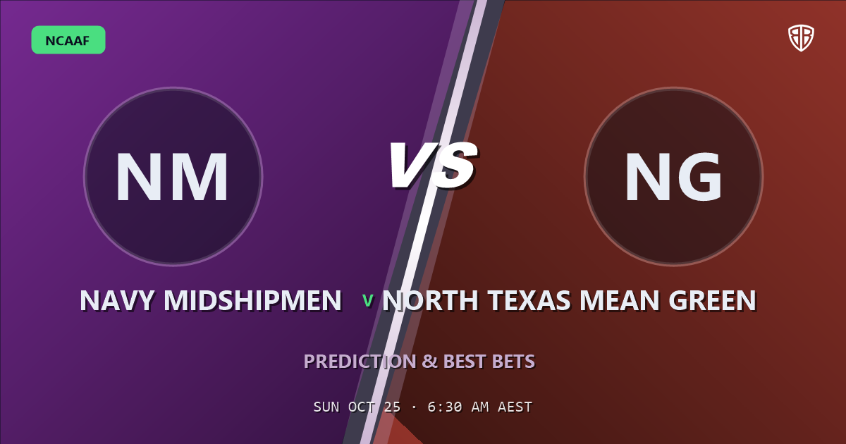 Navy Midshipmen vs North Texas Mean Green Prediction & Picks, October 24, 2026