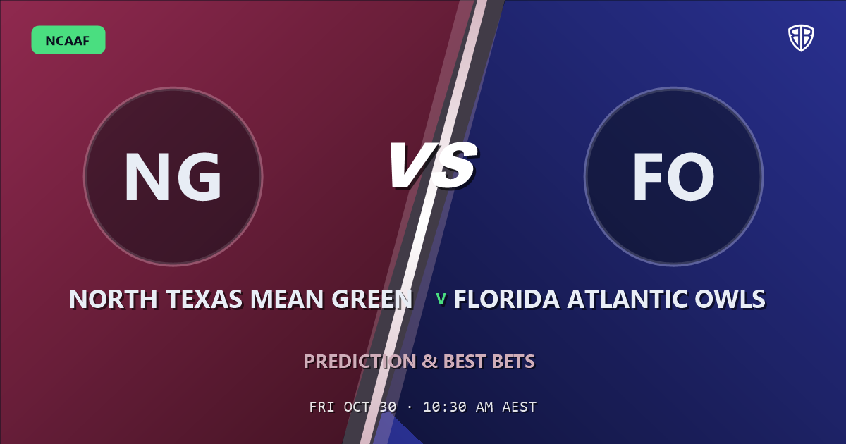 North Texas Mean Green vs Florida Atlantic Owls Prediction & Picks, October 29, 2026