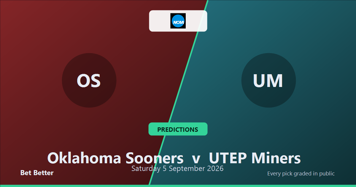 Oklahoma Sooners vs UTEP Miners Prediction & Picks: High-Value Opportunity