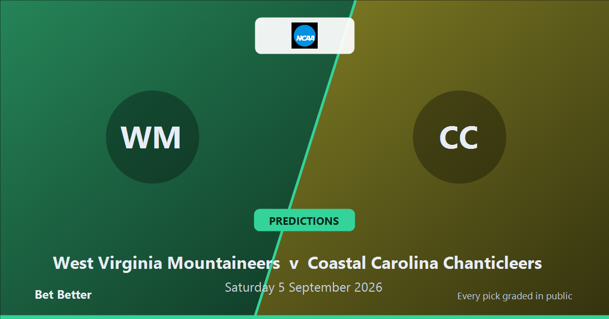 West Virginia Mountaineers vs Coastal Carolina Chanticleers Prediction & Picks: Stat-Based Insights