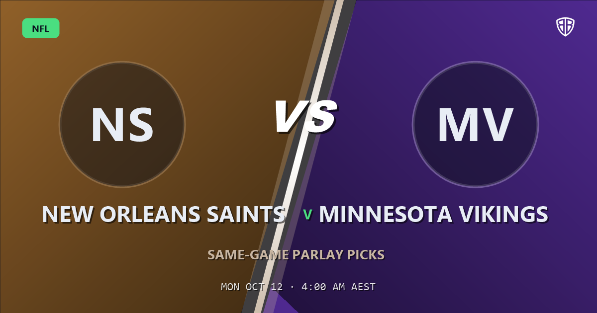 New Orleans Saints vs Minnesota Vikings Prediction & Same Game Parlay Picks, October 11, 2026