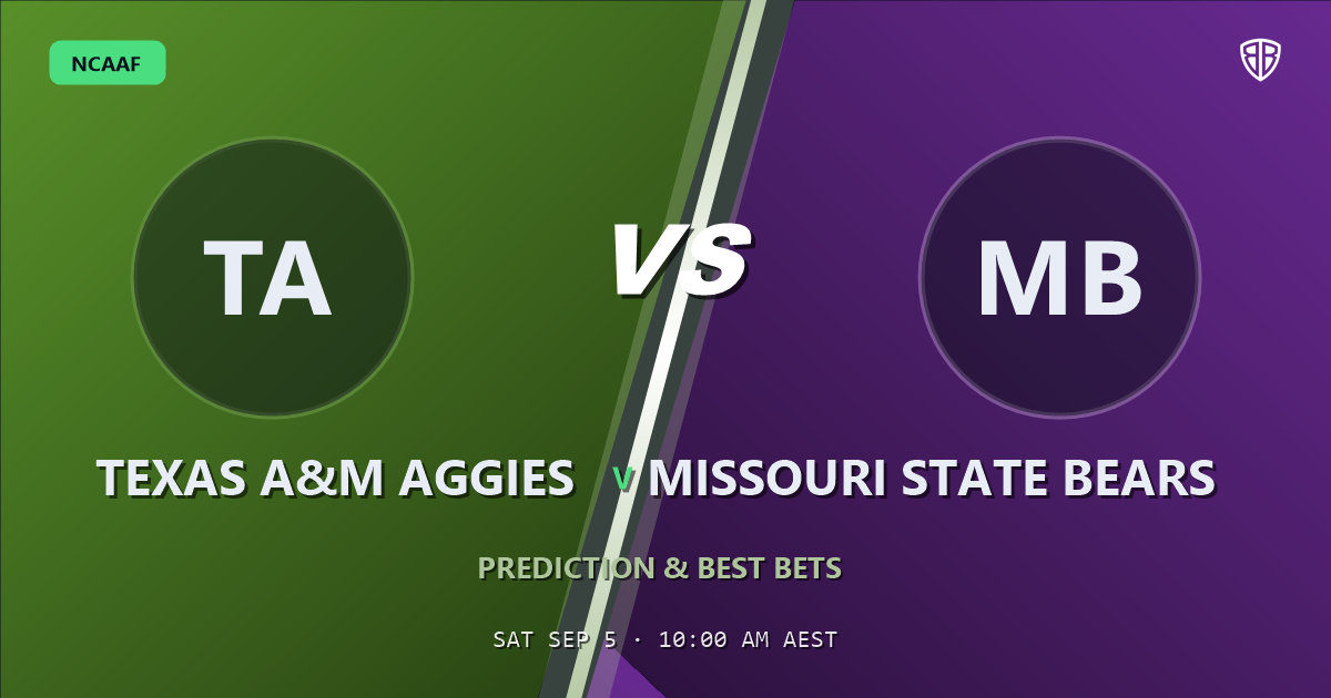 Missouri State Bears vs Texas A&amp;M Aggies Prediction, Odds &amp; Best Bets
