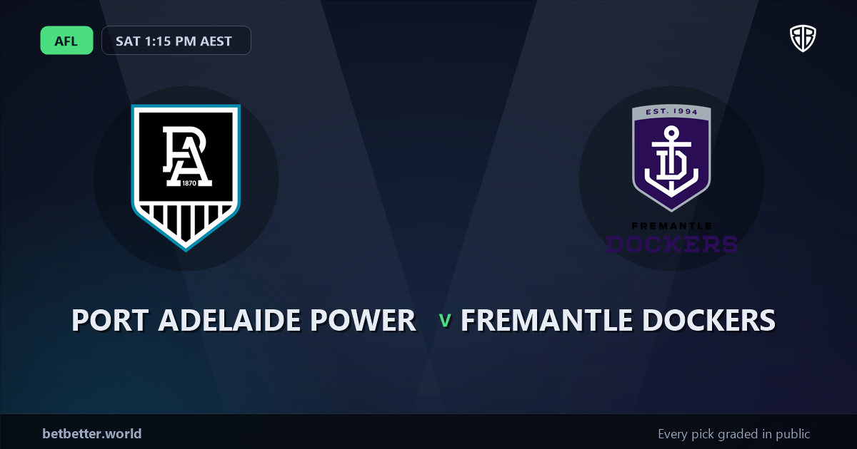 Port Adelaide Power vs Fremantle Dockers Prediction & Same Game Multi picks Value Multi: Analytics Breakdown
