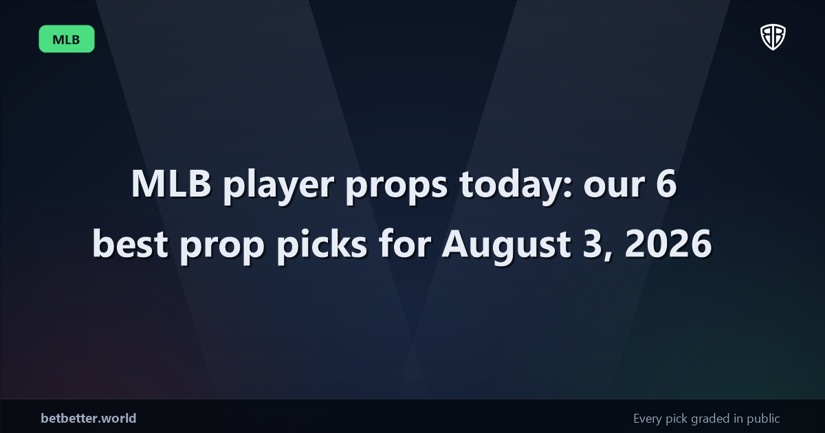 MLB player props today: our 6 best prop picks for August 3, 2026