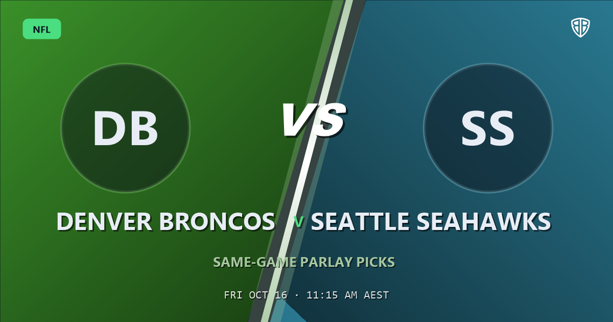 Denver Broncos vs Seattle Seahawks Prediction & Same Game Parlay Picks, October 15, 2026