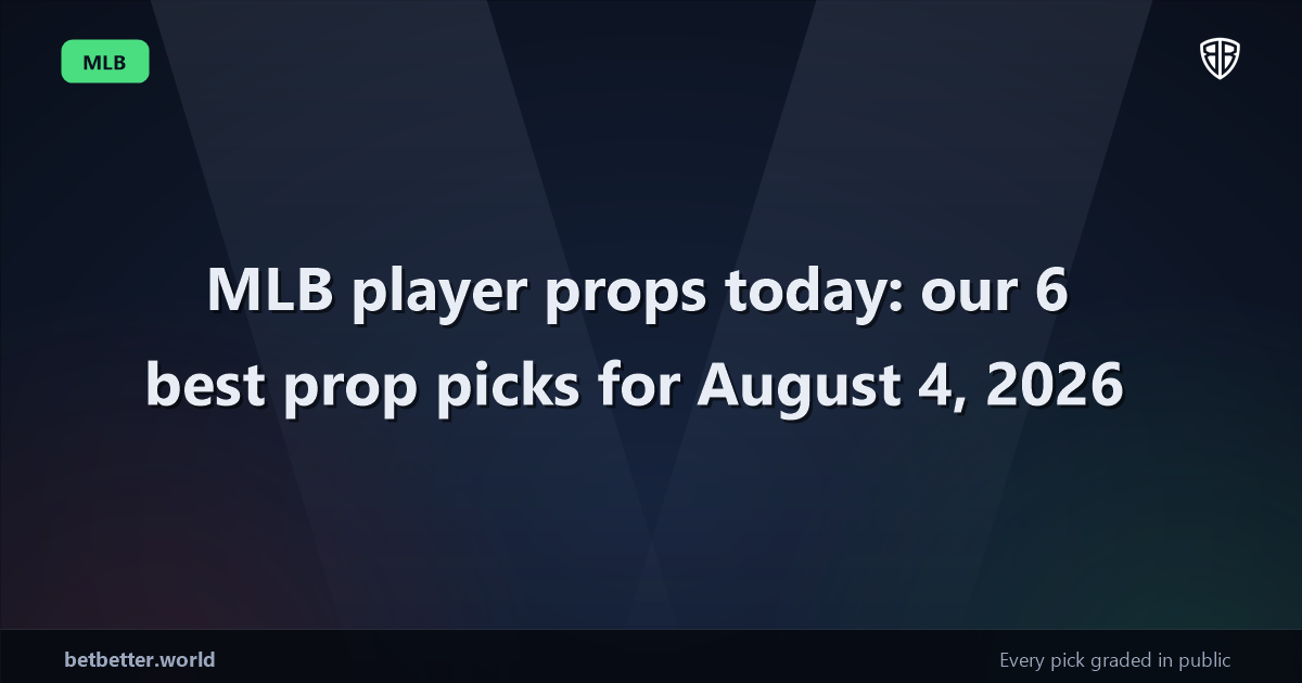 MLB player props today: our 6 best prop picks for August 4, 2026