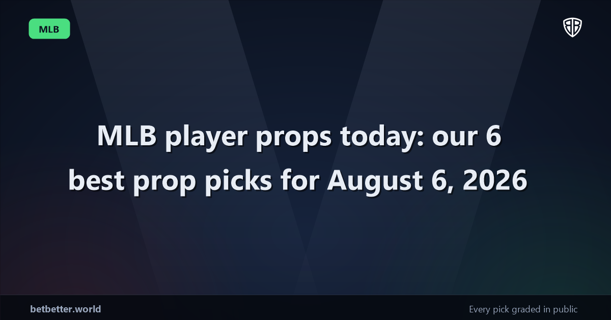 MLB player props today: our 6 best prop picks for August 6, 2026