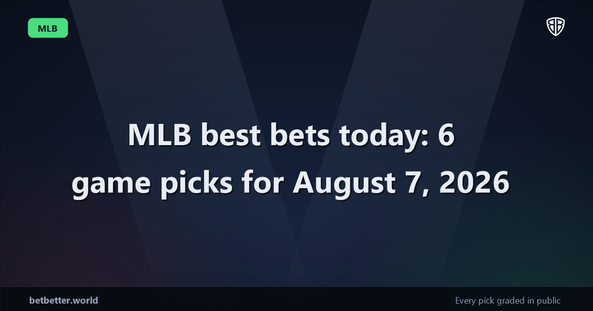 MLB best bets today: 6 game picks for August 7, 2026