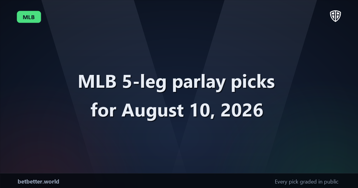 MLB 5-leg parlay picks for August 10, 2026