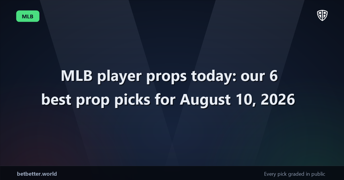 MLB player props today: our 6 best prop picks for August 10, 2026