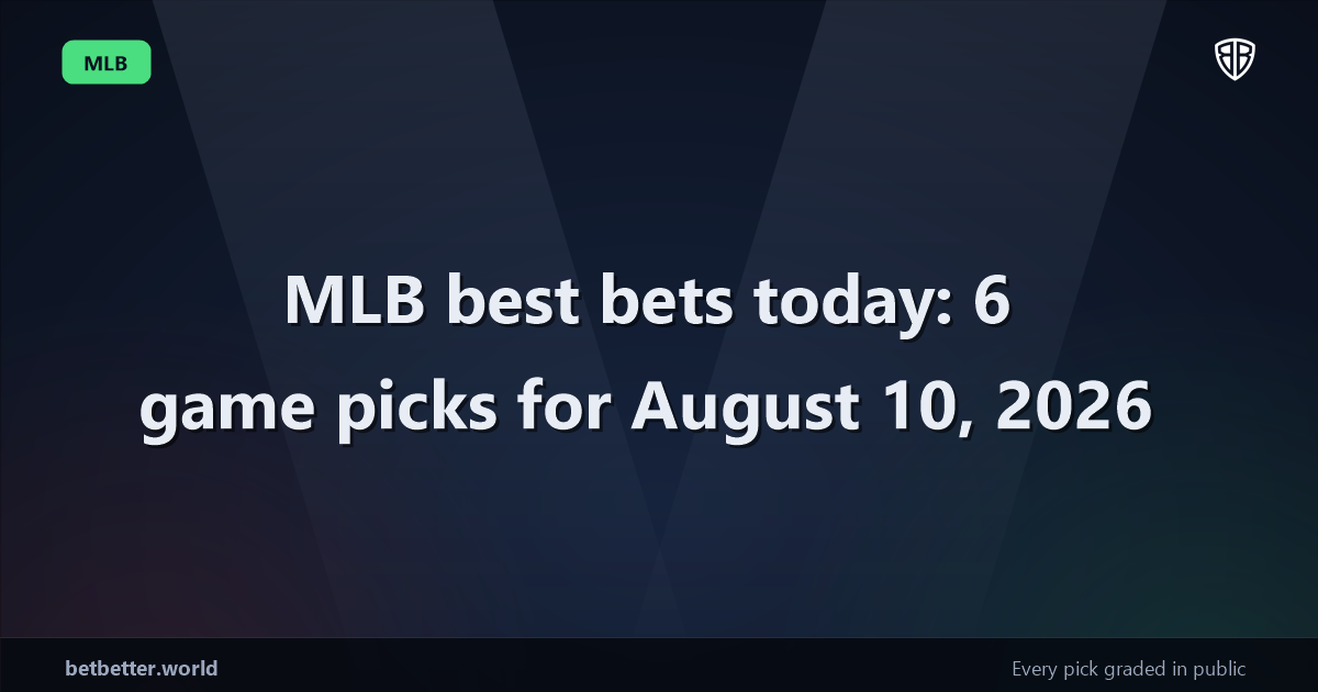 MLB best bets today: 6 game picks for August 10, 2026