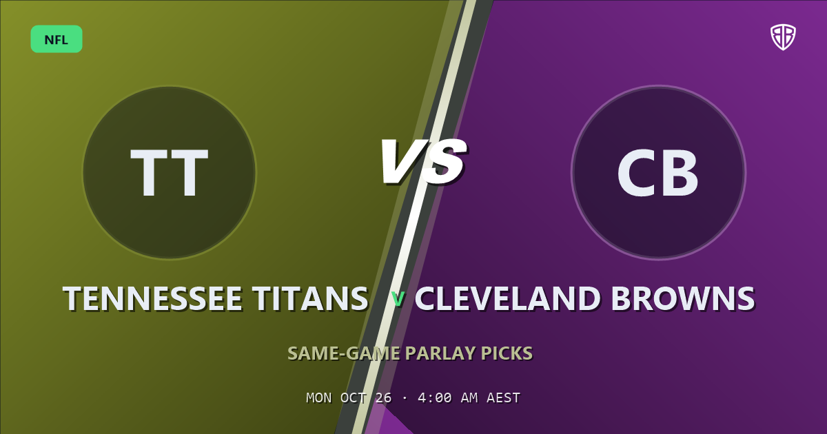 Tennessee Titans vs Cleveland Browns Prediction & Same Game Parlay Picks, October 25, 2026