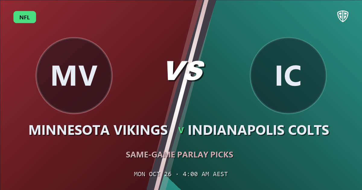 Minnesota Vikings vs Indianapolis Colts Prediction & Same Game Parlay Picks, October 25, 2026