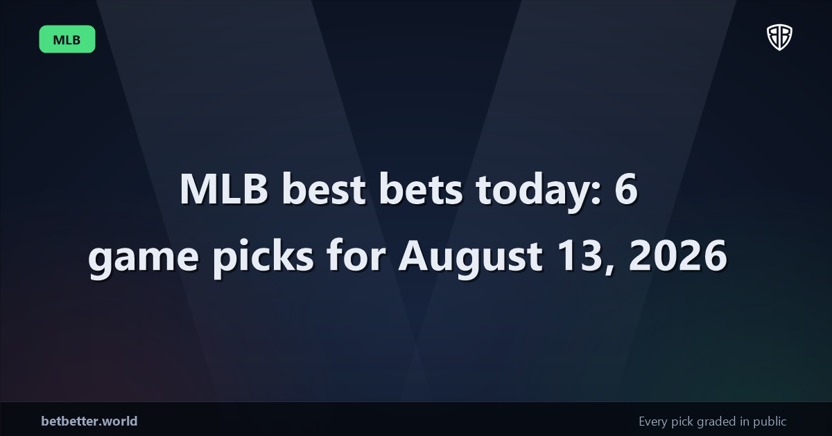 MLB best bets today: 6 game picks for August 13, 2026