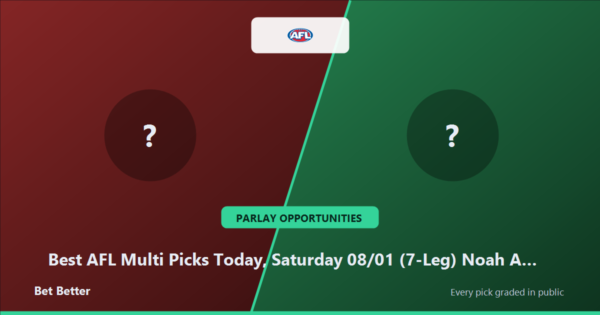 Best AFL Multi Picks Today, Saturday 08/01 (7-Leg) Noah Anderson Prop Focus: Beat the Bookies