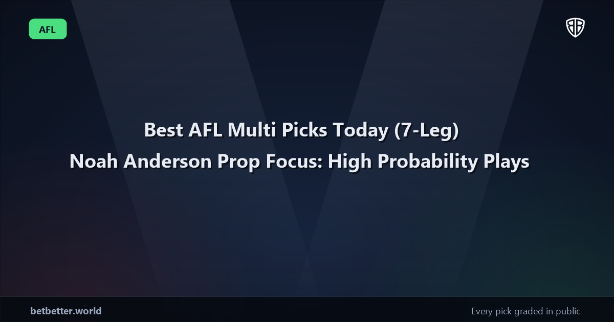Best AFL Multi Picks Today, Sunday 08/02 (7-Leg) Noah Anderson Prop Focus: High Probability Plays