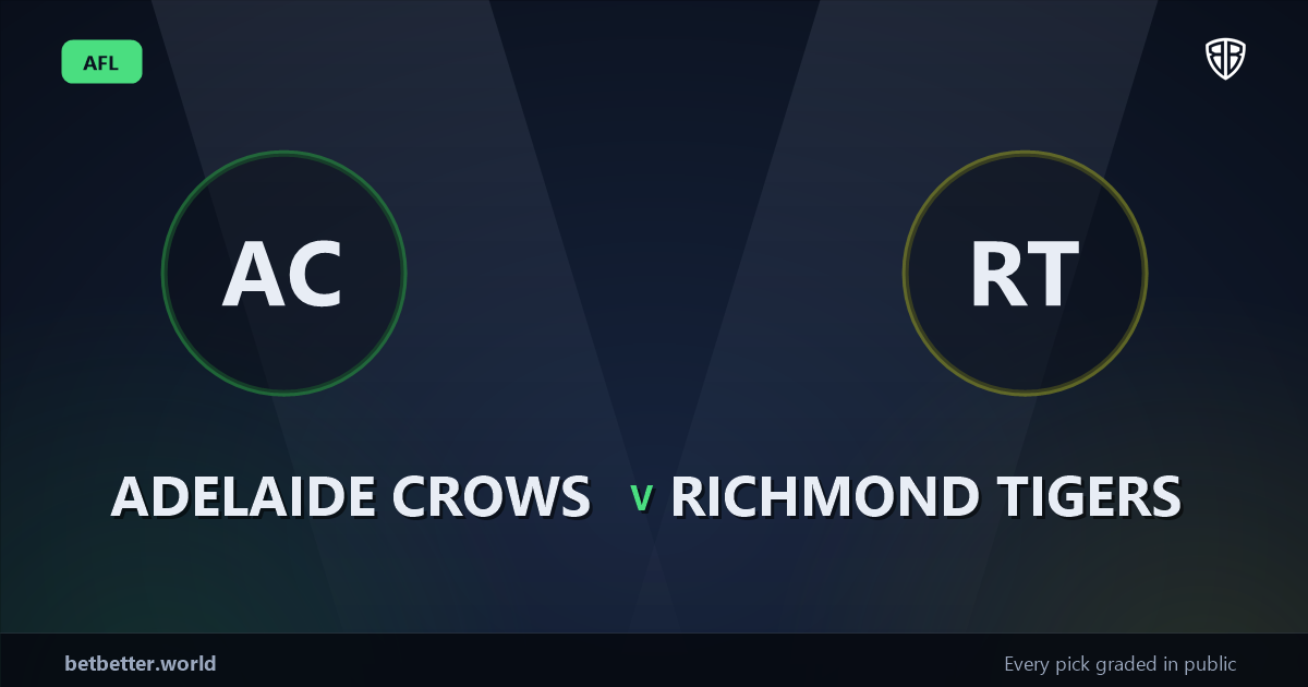 Adelaide Crows vs Richmond Tigers Prediction, Tips & Odds