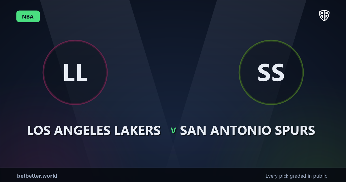 Los Angeles Lakers vs San Antonio Spurs Prediction & Same Game Parlay picks Key Insights: High-Value Opportunity