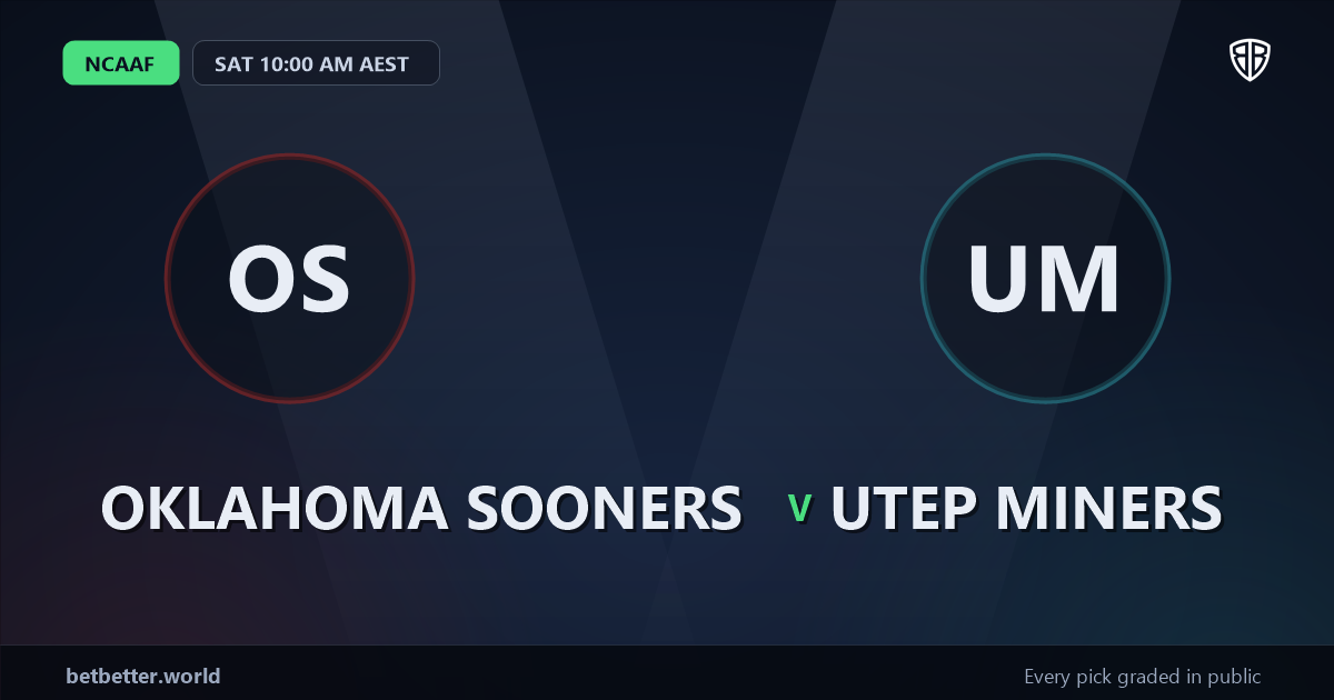 Oklahoma Sooners vs UTEP Miners Prediction & Picks: High-Value Opportunity