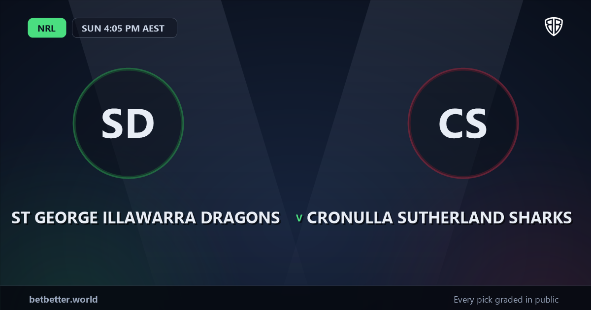 St George Illawarra Dragons vs Cronulla Sutherland Sharks Prediction & Picks: Odds Analysis & Top Props