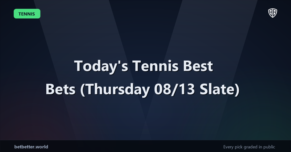 Today's Tennis Best Bets (Thursday 08/13 Slate)