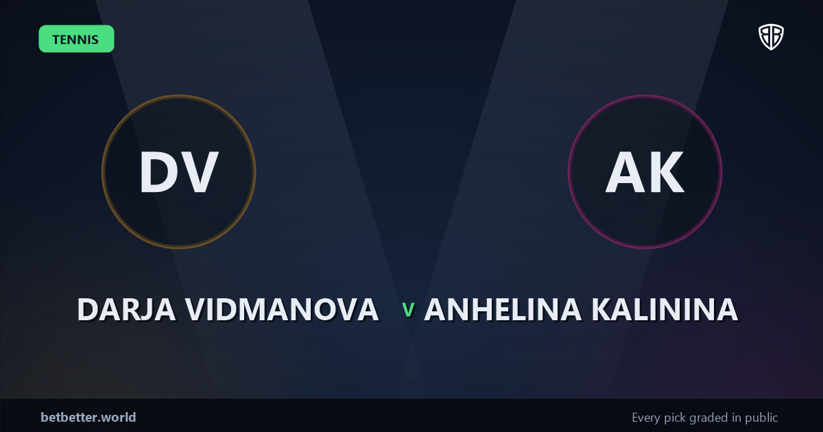 Darja Vidmanova vs Anhelina Kalinina Prediction & Picks: Don't Miss These Odds