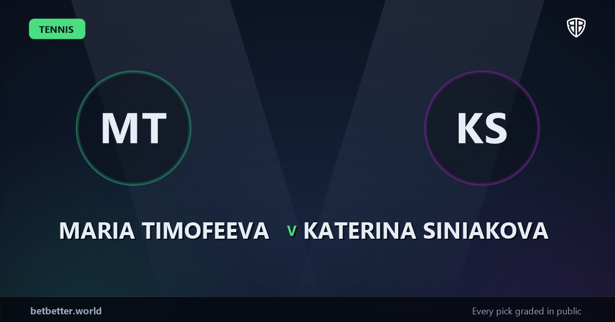 Maria Timofeeva vs Katerina Siniakova Prediction & Picks: Don't Miss These Odds