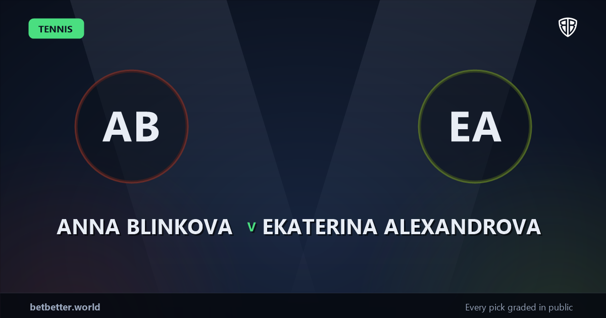 Anna Blinkova vs Ekaterina Alexandrova Prediction & Picks: High-Value Opportunity