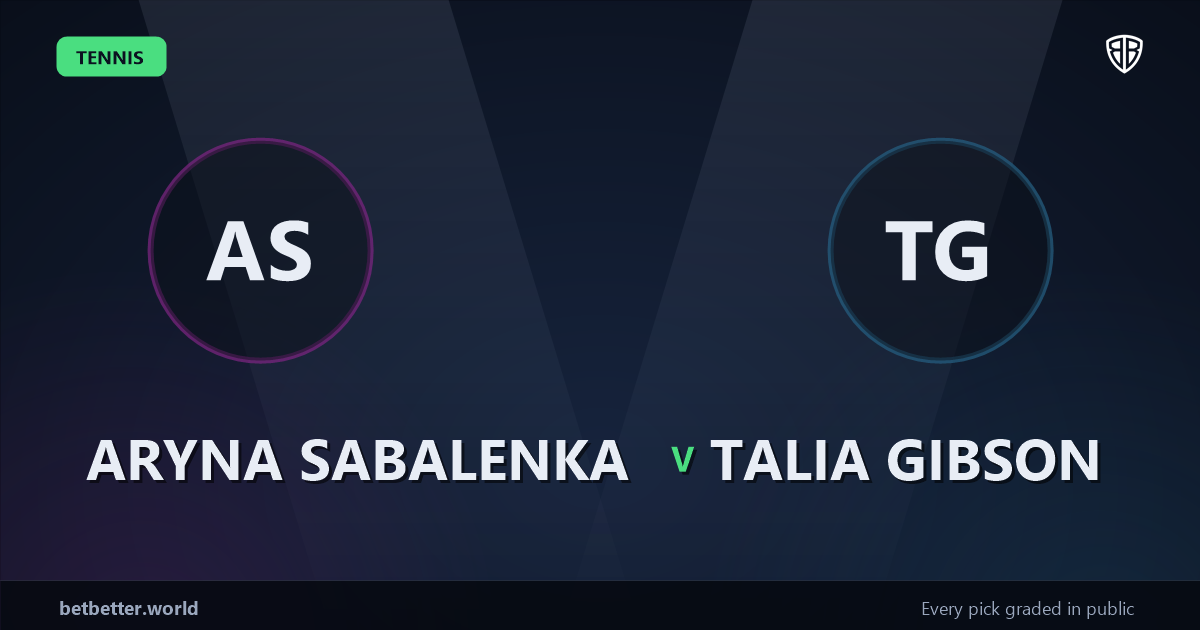 Aryna Sabalenka vs Talia Gibson Prediction & Picks: Analytics Breakdown