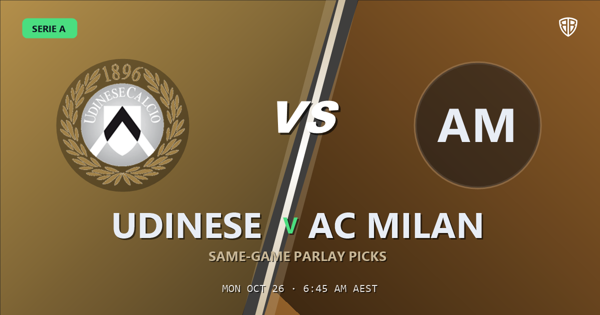 Udinese vs AC Milan Prediction & Same Game Parlay picks, October 25, 2026